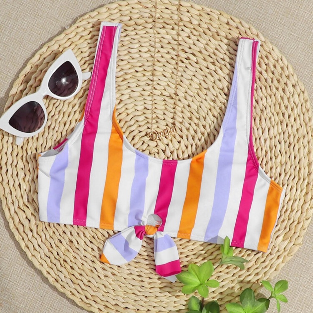 Striped retro bikini top